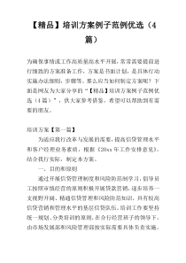 【精品】培训方案例子范例优选（4篇）