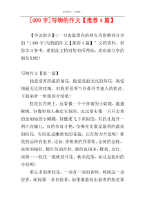 [400字]写物的作文【推荐4篇】