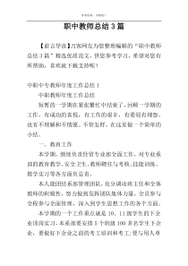职中教师总结3篇