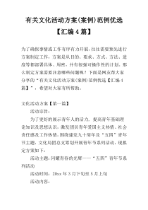 有关文化活动方案(案例)范例优选【汇编4篇】