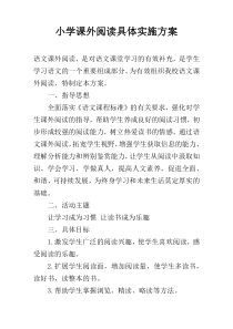 小学课外阅读具体实施方案