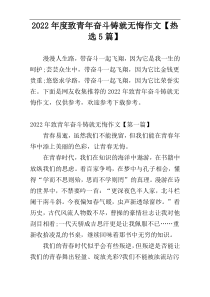 2022年度致青年奋斗铸就无悔作文【热选5篇】