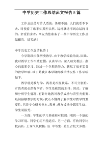 中学历史工作总结范文报告5篇