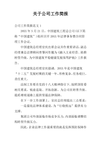 关于公司工作简报