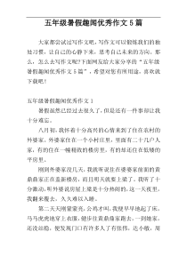 五年级暑假趣闻优秀作文5篇