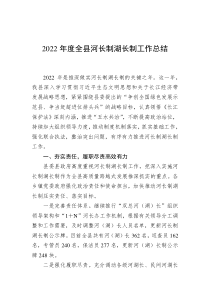 2022年度全县河长制湖长制工作总结