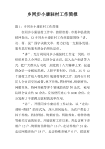乡同步小康驻村工作简报