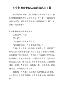 初中把握青春励志演讲稿范文5篇