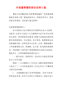 外部董事履职报告范例5篇