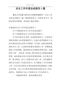 安全工作年度总结报告3篇
