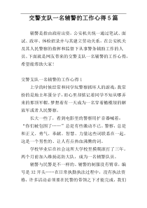 交警支队一名辅警的工作心得5篇