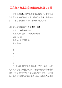 团支部对标定级自评报告范例通用4篇