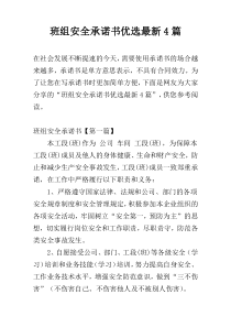 班组安全承诺书优选最新4篇