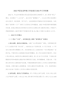 2022年县生态环保工作总结及2023年工作思路