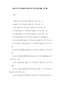 27篇2022年工作总结和2023年工作计划汇编