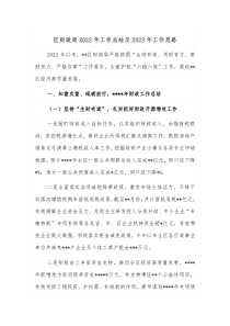 区财政局2022年工作总结及2023年工作思路