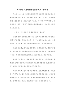 村社区党组织书记队伍建设工作汇报