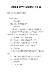 【精编】大学活动策划范例5篇
