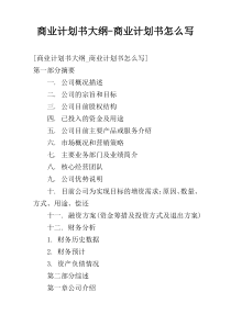 商业计划书大纲-商业计划书怎么写