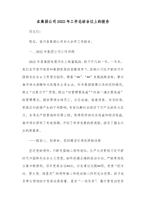 在集团公司2022年工作总结会议上的报告