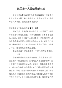 院团委个人总结最新5篇