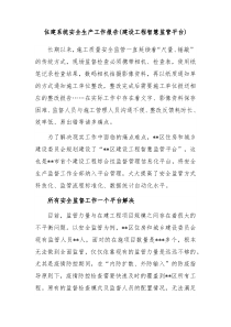 住建系统安全生产工作报告建设工程智慧监管平台