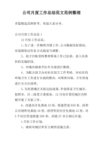 公司月度工作总结范文范例整理