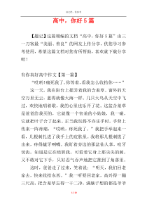 高中，你好5篇