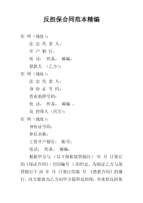 反担保合同范本精编