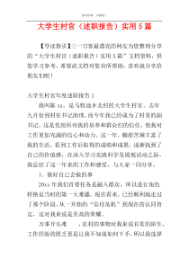 大学生村官（述职报告）实用5篇