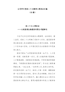 23篇公司学习党的二十大精神心得体会汇编