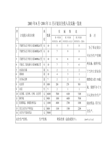 安全投入表