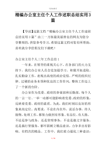 精编办公室主任个人工作述职总结实用3篇