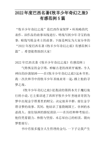 2022年度巴西名著《牧羊少年奇幻之旅》有感范例5篇