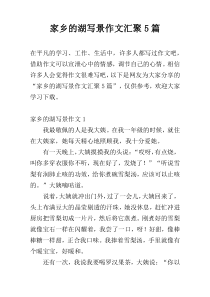家乡的湖写景作文汇聚5篇
