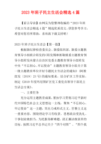 2023年班子民主生活会精选4篇