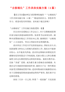 “去极端化”工作具体实施方案（4篇）