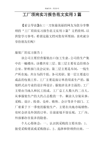 工厂顶岗实习报告范文实用3篇