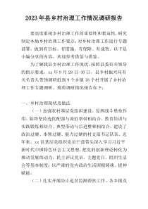 2023年县乡村治理工作情况调研报告