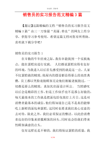 销售员的实习报告范文精编3篇
