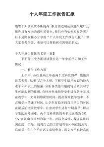个人年度工作报告汇报