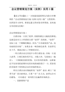 会议营销策划方案（实例）实用3篇