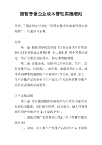 国营音像企业成本管理实施细则