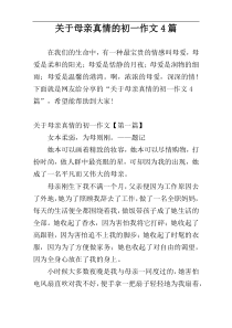 关于母亲真情的初一作文4篇