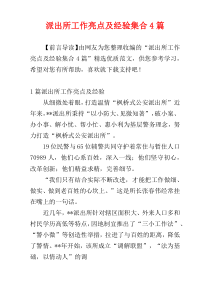 派出所工作亮点及经验集合4篇