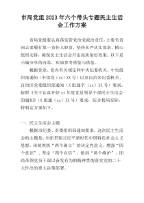市局党组2023年六个带头专题民主生活会工作方案