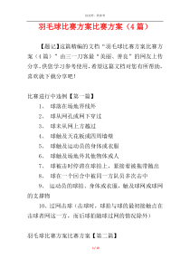 羽毛球比赛方案比赛方案（4篇）