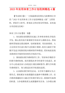 2023年实用体育工作计划范例精选4篇