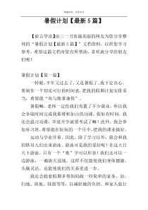 暑假计划【最新5篇】