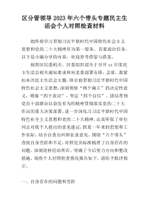 区分管领导2023年六个带头专题民主生活会个人对照检查材料